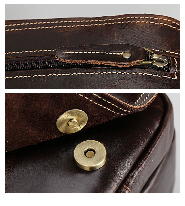 Whatna 天然 牛革ミニショルダーバッグ メンズ 3way 斜め掛け 手提げバッグ 男性用 ベルト ポーチ ミニ ウエストバッグ 小型ポシェット 2室仕切 厚手 レザー 本革 横型 小さめかたかけバッグ メンズ 軽量 実用 レゼント男性 ブラウン2358-10