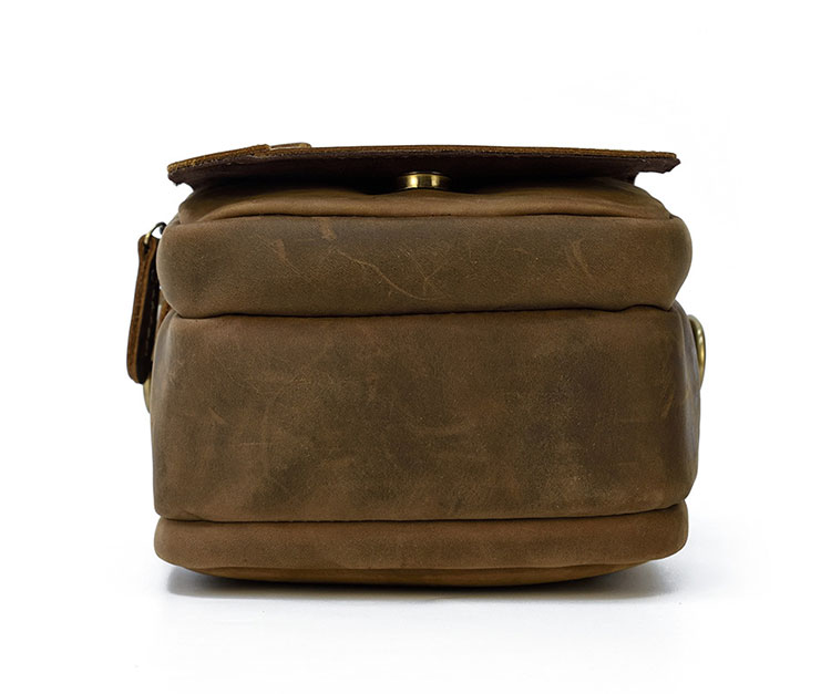 Whatna 天然 牛革ミニショルダーバッグ メンズ 3way 斜め掛け 手提げバッグ 男性用 ベルト ポーチ ミニ ウエストバッグ 小型ポシェット 2室仕切 厚手 レザー 本革 横型 小さめかたかけバッグ メンズ 軽量 実用 レゼント男性 ブラウン 9461-5