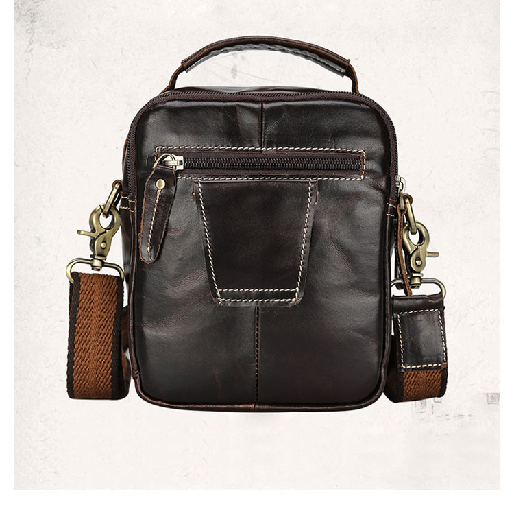 Whatna 天然 牛革ミニショルダーバッグ メンズ 3way 斜め掛け 手提げバッグ 男性用 ベルト ポーチ ミニ ウエストバッグ 小型ポシェット 2室仕切 厚手 レザー 本革 横型 小さめかたかけバッグ メンズ 軽量 実用 レゼント男性 ブラウン2358-4