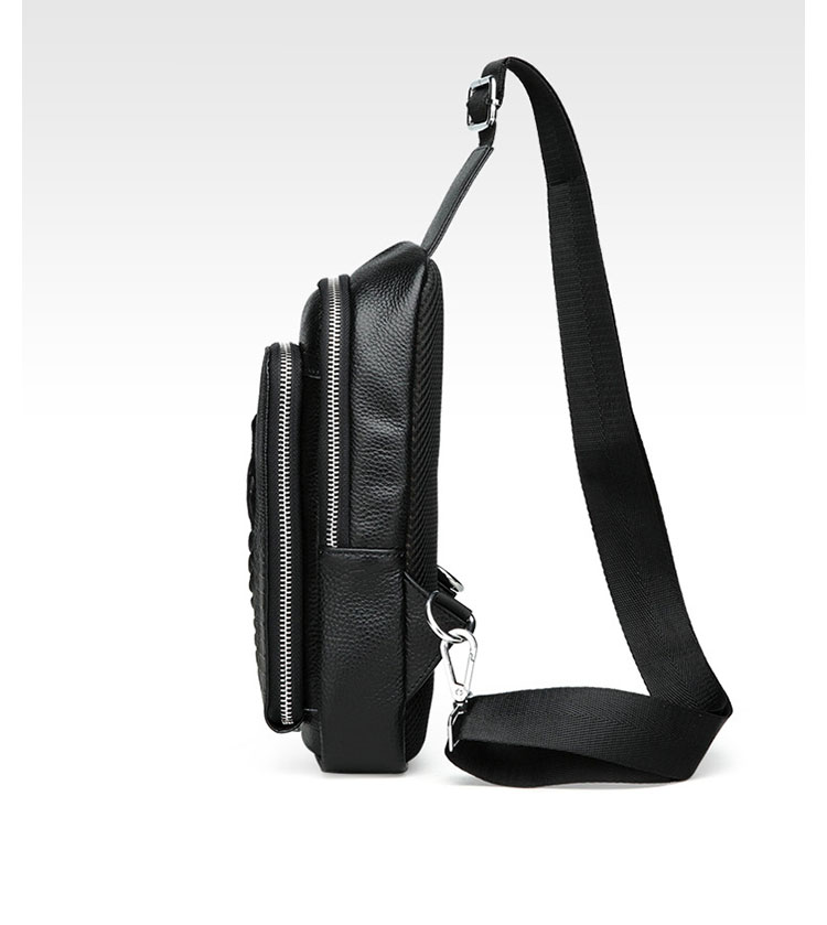 Whatna クロコダイル型押し 牛革 斜めがけ ボディバッグ ワンショルダー メンズ 左右付け替え可能  本 革 厚手  レザー66571-3