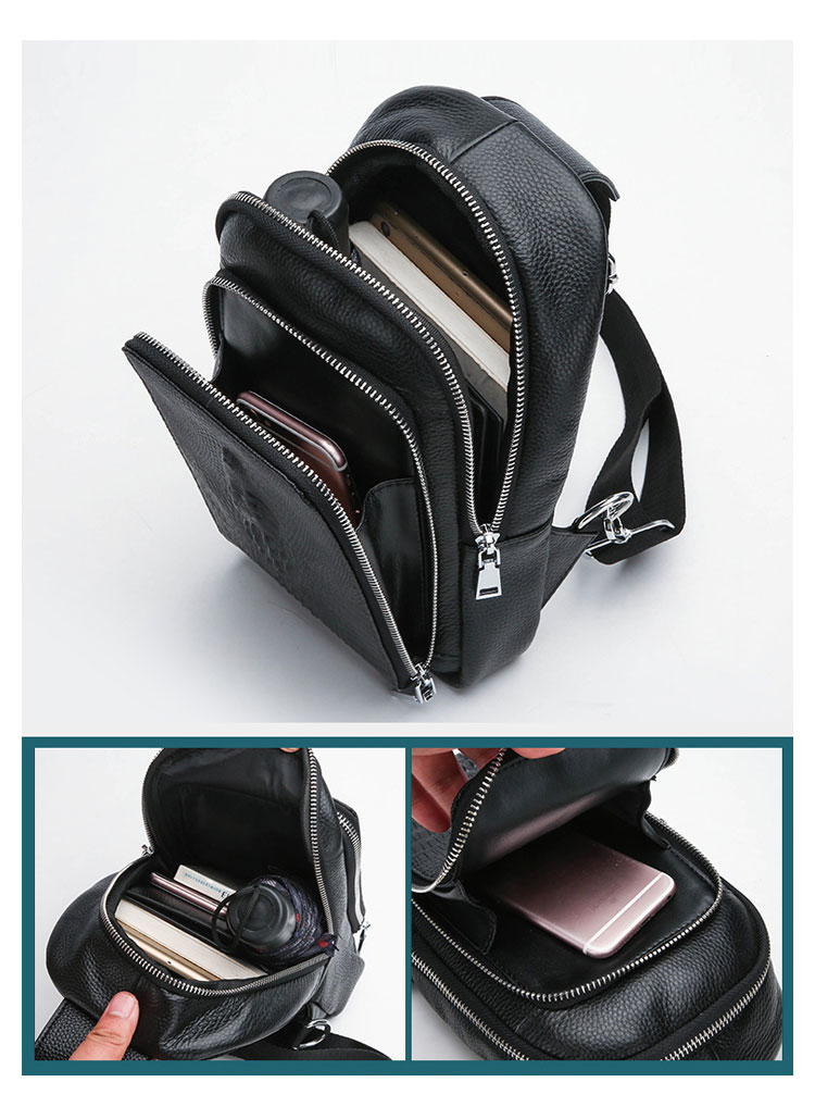 Whatna クロコダイル型押し 牛革 斜めがけ ボディバッグ ワンショルダー メンズ 左右付け替え可能  本 革 厚手  レザー66571-7