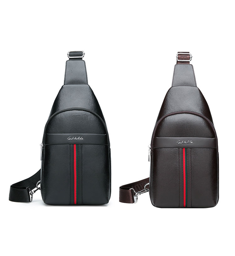 Whatna 革 斜めがけ ボディバッグ ワンショルダー メンズ イヤホン穴付き 左右付け替え可能 本 革 厚手  レザー1370-1