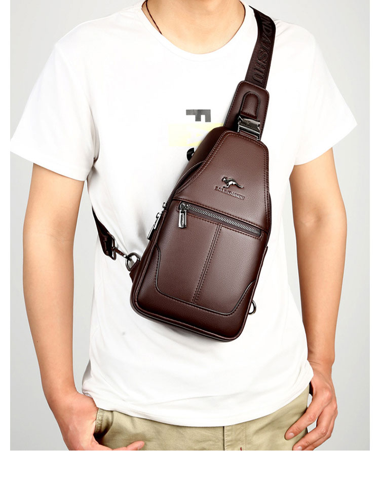 Whatna 革 斜めがけ ボディバッグ ワンショルダー メンズ イヤホン穴付き 左右付け替え可能 本 革 厚手 レザー ブラウン 黒BL568-13