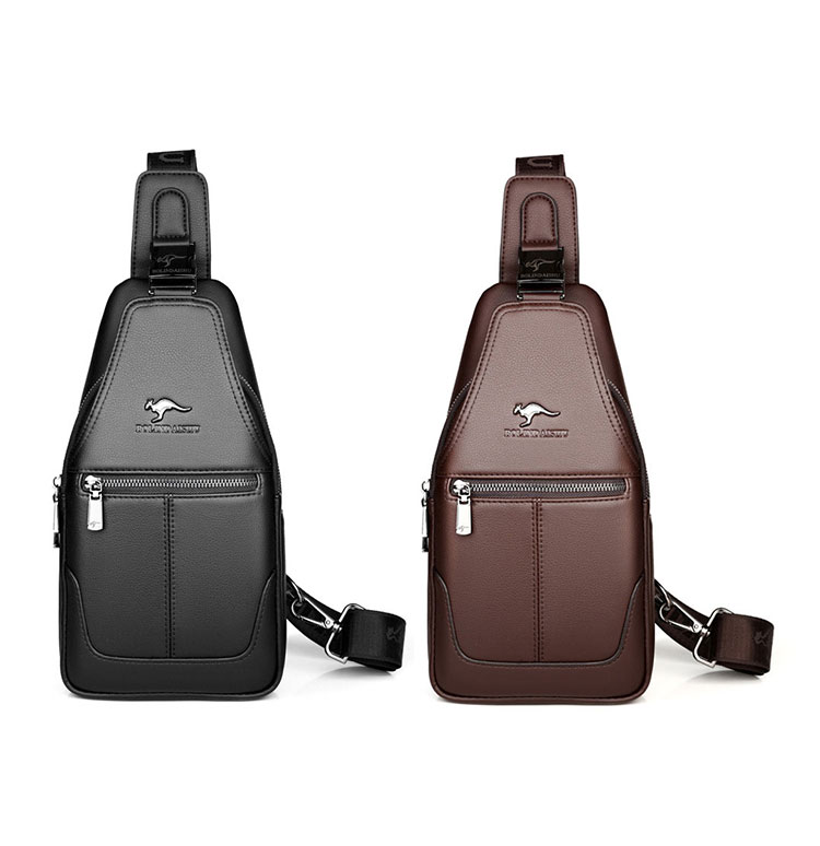 Whatna 革 斜めがけ ボディバッグ ワンショルダー メンズ イヤホン穴付き 左右付け替え可能 本 革 厚手 レザー ブラウン 黒BL568-1
