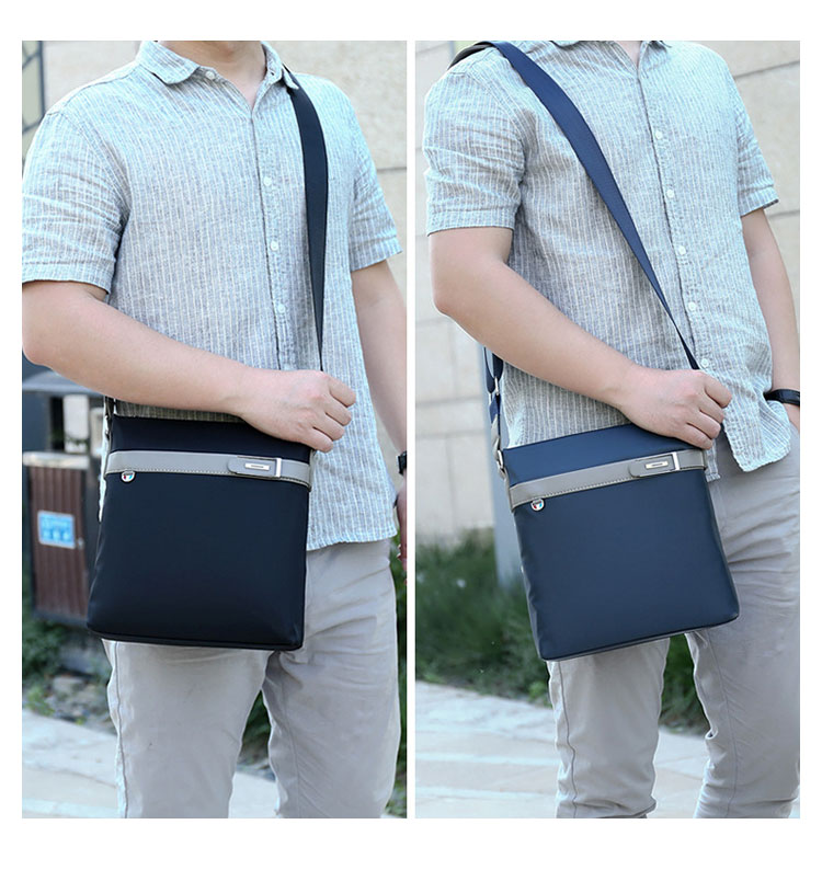 Whatna ショルダーバッグ メンズ メッセンジャーバッグ 頑丈 軽量 縦型 B5 10.5インチipad収納可 オックスフォード布 防水 耐磨耗 ビジネスバッグ 小さい 斜めがけ バッグ 男性用 紳士用 黒 ブルー308-11