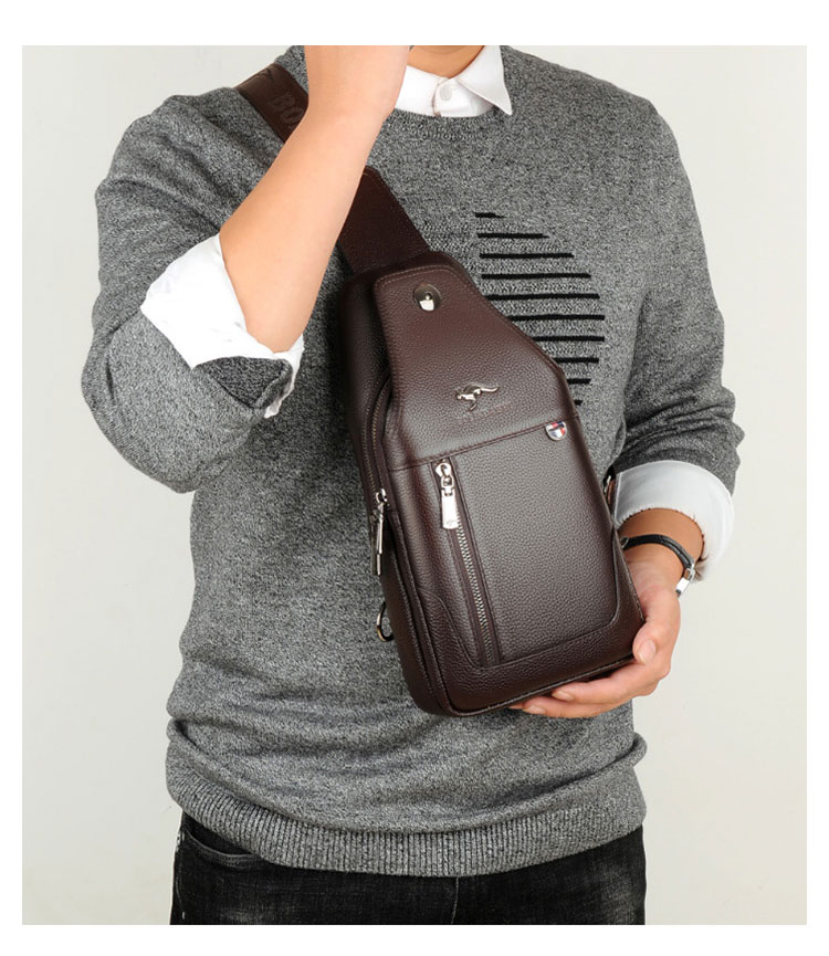 Whatna 牛革 斜めがけ ボディバッグ ワンショルダー メンズ イヤホン穴付き 左右付け替え可能 本 革 厚手 レザー ブラウン 黒BL899A-1-13