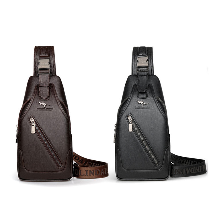 Whatna 牛革 斜めがけ ボディバッグ ワンショルダー メンズ イヤホン穴付き 左右付け替え可能 本 革 厚手 レザー ブラウン 黒BL6658-1-1