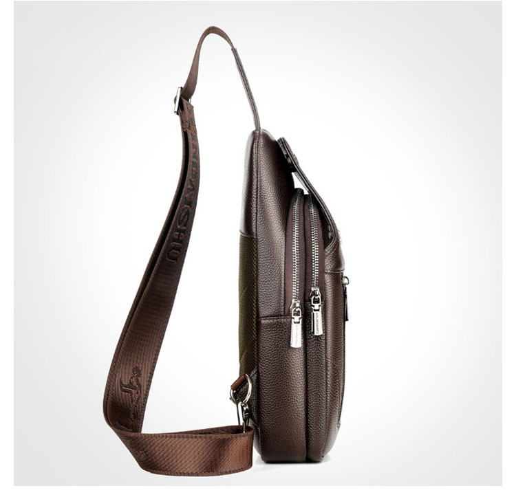 Whatna 牛革 斜めがけ ボディバッグ ワンショルダー メンズ イヤホン穴付き 左右付け替え可能 本 革 厚手 レザー ブラウン 黒BL899A-1-3