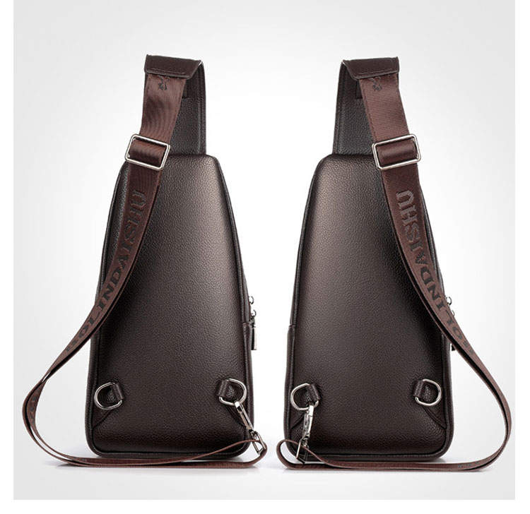 Whatna 牛革 斜めがけ ボディバッグ ワンショルダー メンズ イヤホン穴付き 左右付け替え可能 本 革 厚手 レザー ブラウン 黒BL6658-1-5