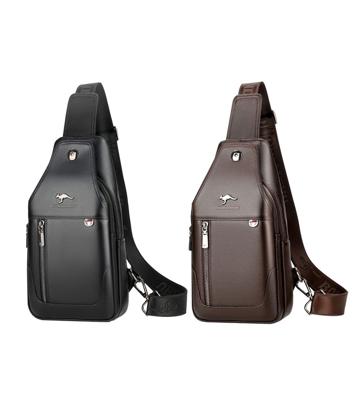 Whatna 牛革 斜めがけ ボディバッグ ワンショルダー メンズ イヤホン穴付き 左右付け替え可能 本 革 厚手 レザー ブラウン 黒BL899A-1-1