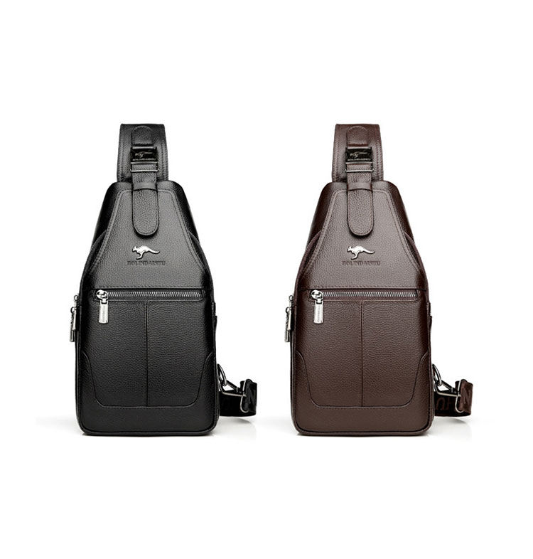 Whatna 牛革 斜めがけ ボディバッグ ワンショルダー メンズ 左右付け替え可能 本 革 厚手  レザー ブラウン 黒BL1008-1