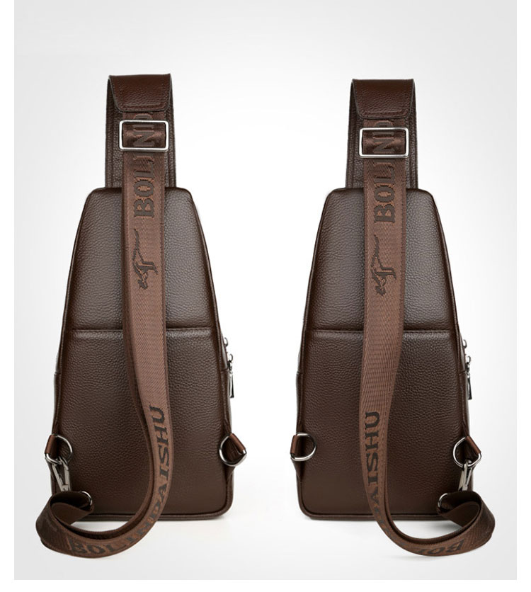 Whatna牛革 斜めがけ ボディバッグ ワンショルダー メンズ イヤホン穴付き 左右付け替え可能 本 革 厚手 レザー ブラウン 黒BL1101(A-1)-4