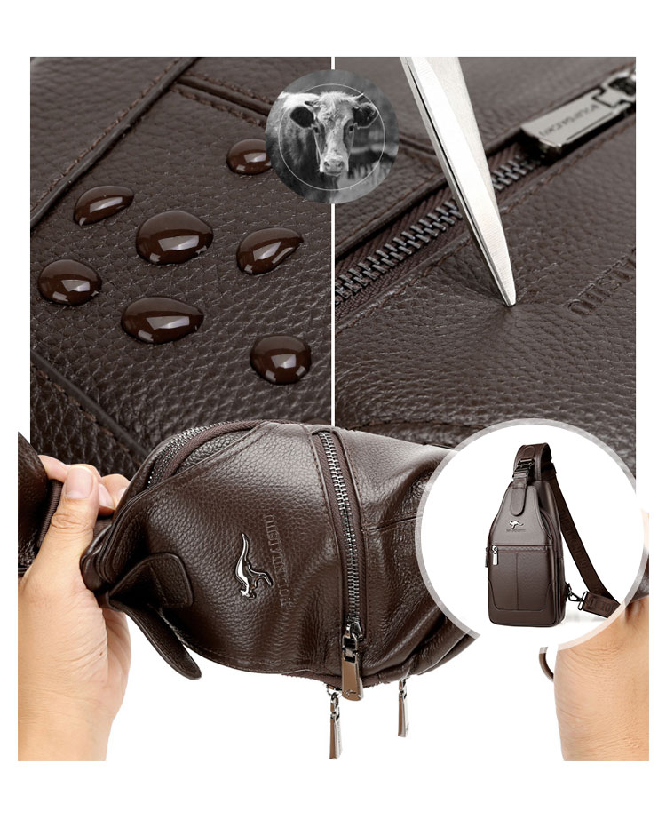 Whatna 牛革 斜めがけ ボディバッグ ワンショルダー メンズ 左右付け替え可能 本 革 厚手  レザー ブラウン 黒BL1008-11