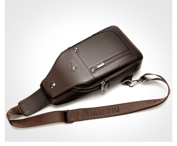 Whatna 牛革 斜めがけ ボディバッグ ワンショルダー メンズ イヤホン穴付き 左右付け替え可能 本 革 厚手 レザー ブラウン 黒BL899A-1-5