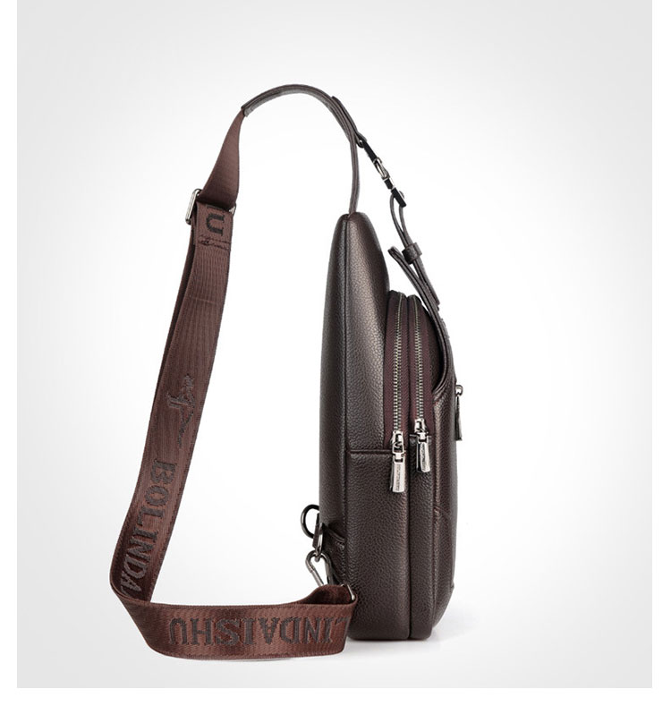 Whatna 牛革 斜めがけ ボディバッグ ワンショルダー メンズ イヤホン穴付き 左右付け替え可能 本 革 厚手 レザー ブラウン 黒BL6658-1-4