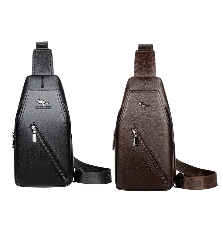 Whatna 革 斜めがけ ボディバッグ ワンショルダー メンズ イヤホン穴付き 左右付け替え可能 本 革 厚手  レザー ブラウン 黒BL666-1