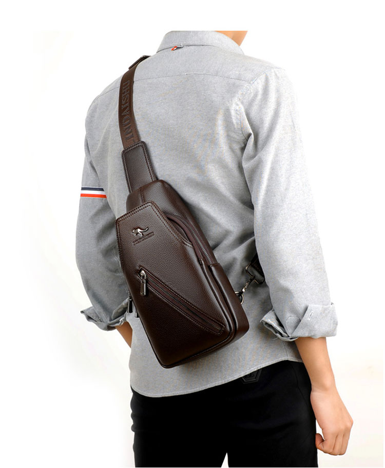 Whatna 革 斜めがけ ボディバッグ ワンショルダー メンズ イヤホン穴付き 左右付け替え可能 本 革 厚手  レザー ブラウン 黒BL666-13