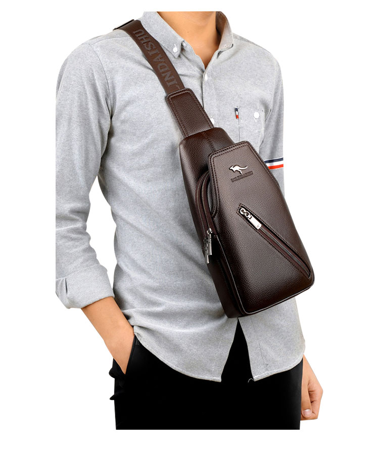 Whatna 革 斜めがけ ボディバッグ ワンショルダー メンズ イヤホン穴付き 左右付け替え可能 本 革 厚手  レザー ブラウン 黒BL666-14