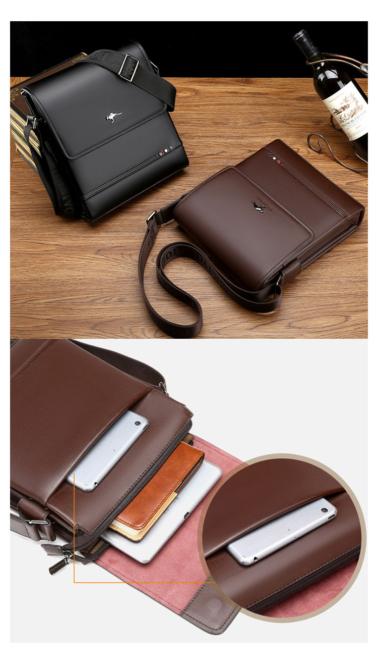 Whatna 革 フラップ ショルダーバッグ メンズ 3室仕切 盗難防止 ipad 10.5 収納可 縦型 メンズ ビジネスかばん斜めがけ 小さめメッセンジャーバッグ 斜め掛け通学通勤バッグ 肩掛けバッグ 紳士用 男性用 BL9928-2-9