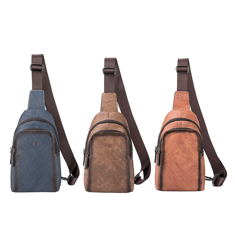 Whatna 天然牛革 斜めがけ ボディバッグ ワンショルダー メンズ  本 革 厚手  レザー ブラウン 黒4451-1