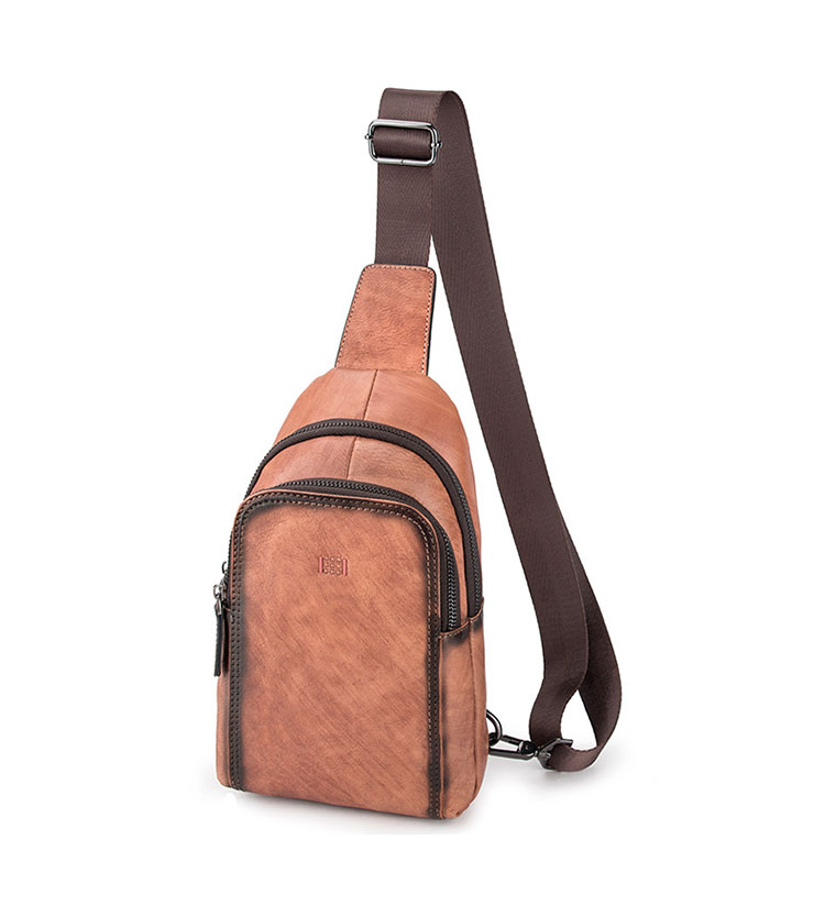 Whatna 天然牛革 斜めがけ ボディバッグ ワンショルダー メンズ  本 革 厚手  レザー ブラウン 黒4451-2