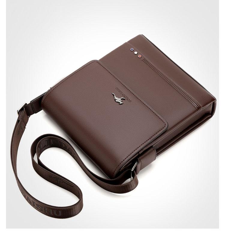 Whatna 革 フラップ ショルダーバッグ メンズ 3室仕切 盗難防止 ipad 10.5 収納可 縦型 メンズ ビジネスかばん斜めがけ 小さめメッセンジャーバッグ 斜め掛け通学通勤バッグ 肩掛けバッグ 紳士用 男性用 BL9928-2-5