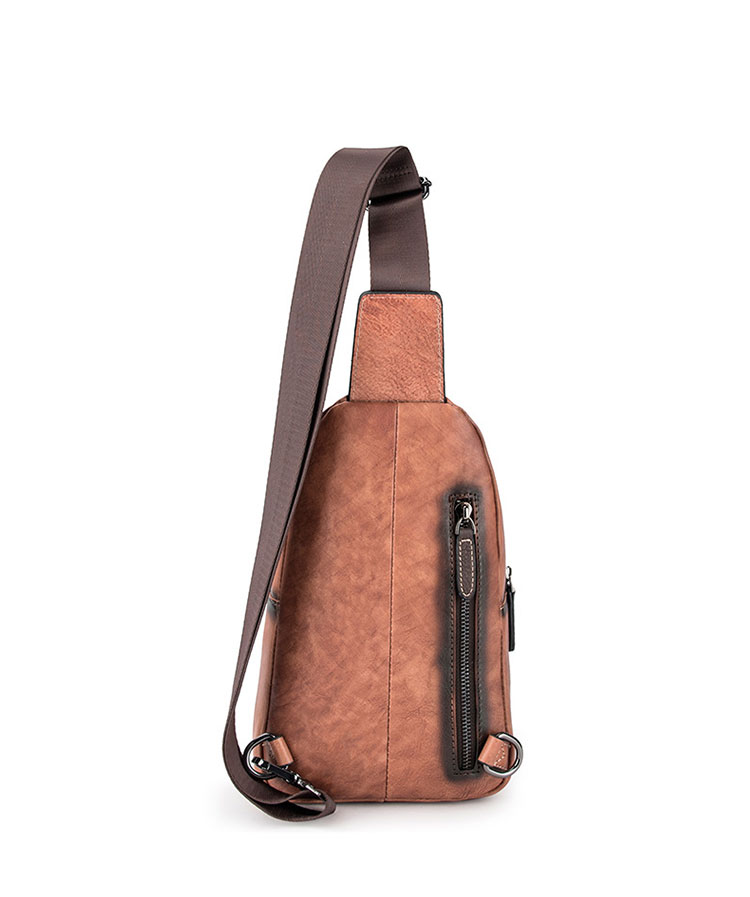 Whatna 天然牛革 斜めがけ ボディバッグ ワンショルダー メンズ  本 革 厚手  レザー ブラウン 黒4451-4