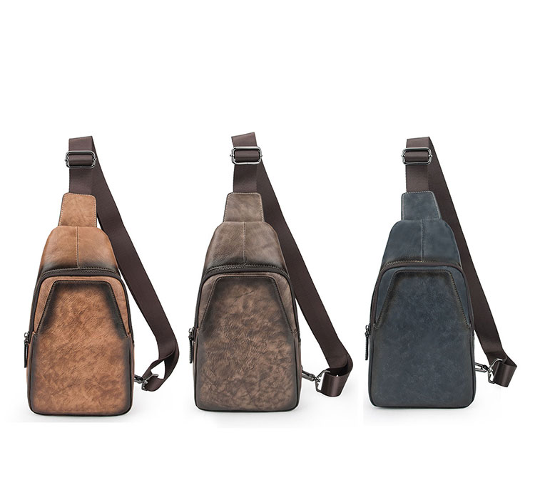 Whatna 天然 牛革 斜めがけ ボディバッグ ワンショルダー メンズ 本 革 厚手 レザー左右付け替え可能4495-1