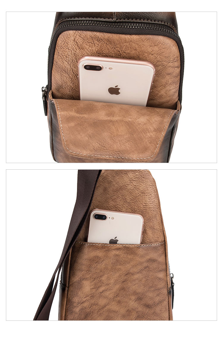 Whatna 天然 牛革 斜めがけ ボディバッグ ワンショルダー メンズ 本 革 厚手 レザー左右付け替え可能4495-8