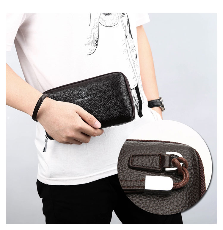 Whatna ミニセカンドバッグ メンズ バッグ 革 小銭入れ 12枚カード収納 本革 小さめ クラッチバッグ 手持ちバッグ 男性用 紳士用 結婚式 バッグ 冠婚葬祭 黒 ブラウン F020-8