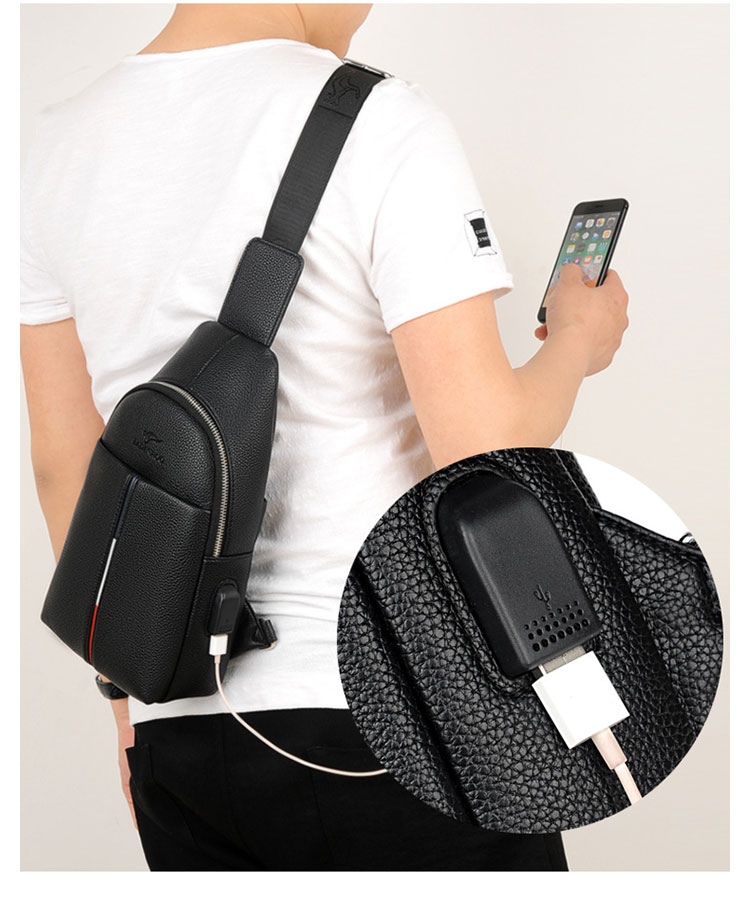 Whatna 牛革 斜めがけ ボディバッグ ワンショルダー メンズ  USBポート 付き 左右付け替え可能 本 革 厚手  レザー ブラウン 黒ZP104-11