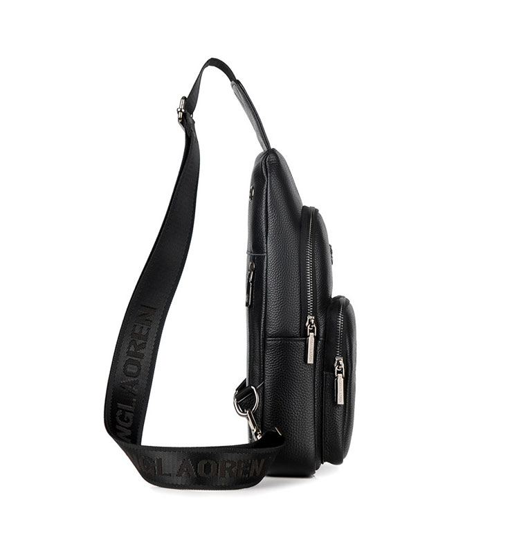 Whatna 牛革 斜めがけ ボディバッグ ワンショルダー メンズ イヤホン穴付 左右付け替え可能 本 革 厚手  レザー ブラウン 黒L611-3