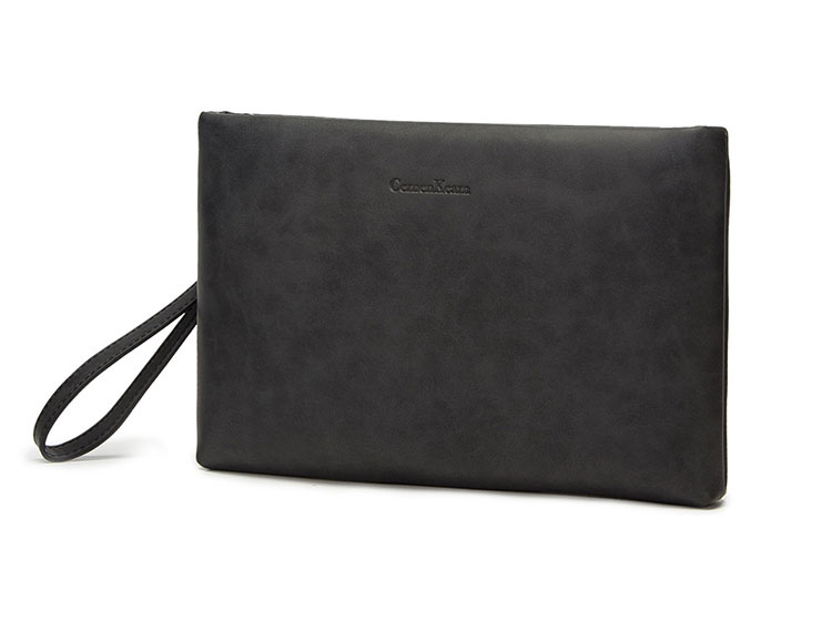 Whatna 2way 革 セカンドバッグ メンズ クラッチ バッグ 10.5インチのipad収納可B5 6枚カード収納 小銭入 ビジネス カジュアル フォーマル 冠婚葬祭 結婚式 二次会 披露宴バッグ 紳士用 男性用 グレー 黑 R4038-2