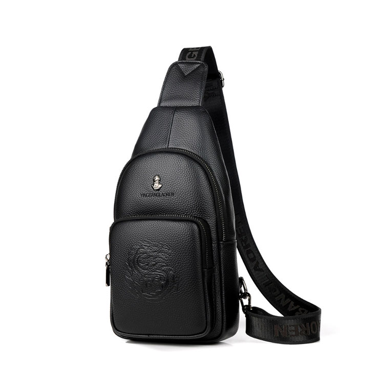 Whatna 牛革 斜めがけ ボディバッグ ワンショルダー メンズ イヤホン穴付 左右付け替え可能 本 革 厚手  レザー ブラウン 黒L611-2