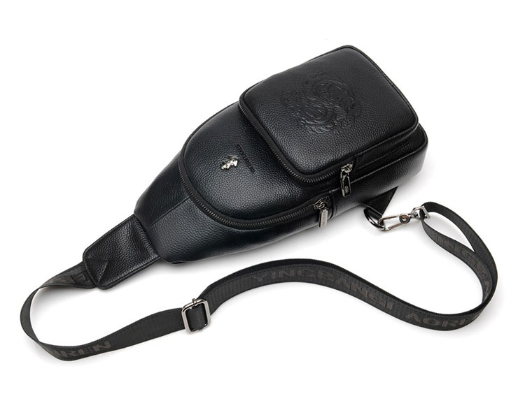 Whatna 牛革 斜めがけ ボディバッグ ワンショルダー メンズ イヤホン穴付 左右付け替え可能 本 革 厚手  レザー ブラウン 黒L611-5