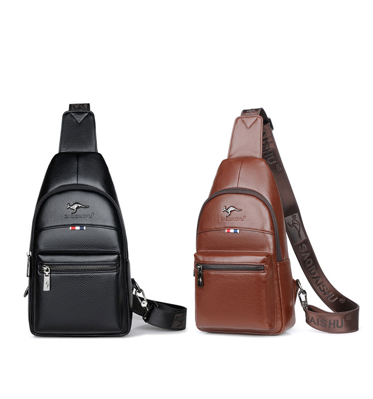 Whatna 革 斜めがけ ボディバッグ ワンショルダー メンズ  左右付け替え可能 本 革 厚手  レザー ブラウン 黒S6082-1