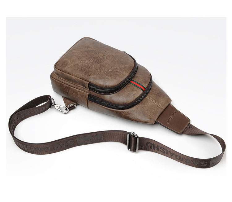 Whatna 革 斜めがけ ボディバッグ ワンショルダー メンズ イヤホン穴 付き 左右付け替え可能 本 革 厚手  レザー ブラウン 黒S6079-5