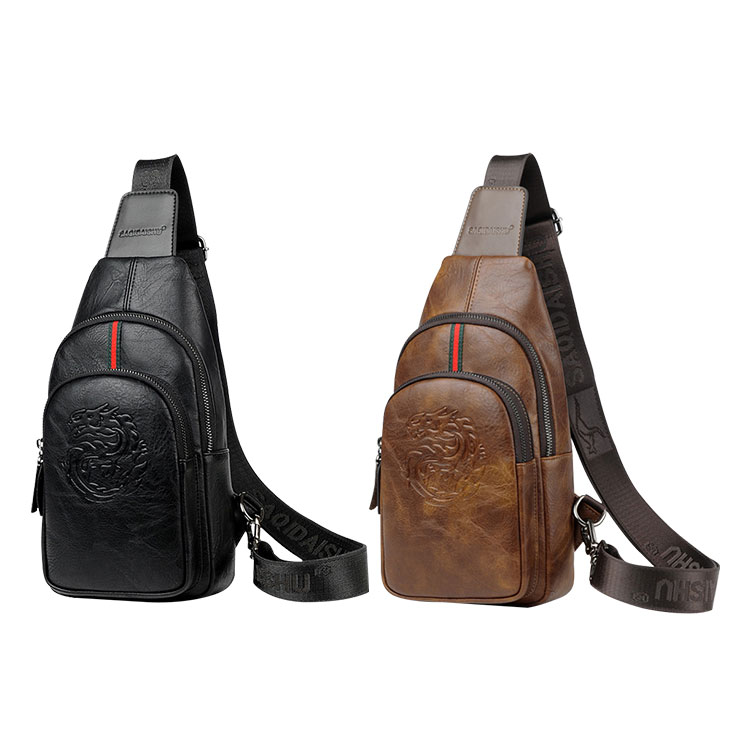 Whatna 革 斜めがけ ボディバッグ ワンショルダー メンズ イヤホン穴 付き 左右付け替え可能 本 革 厚手  レザー ブラウン 黒S6079-1