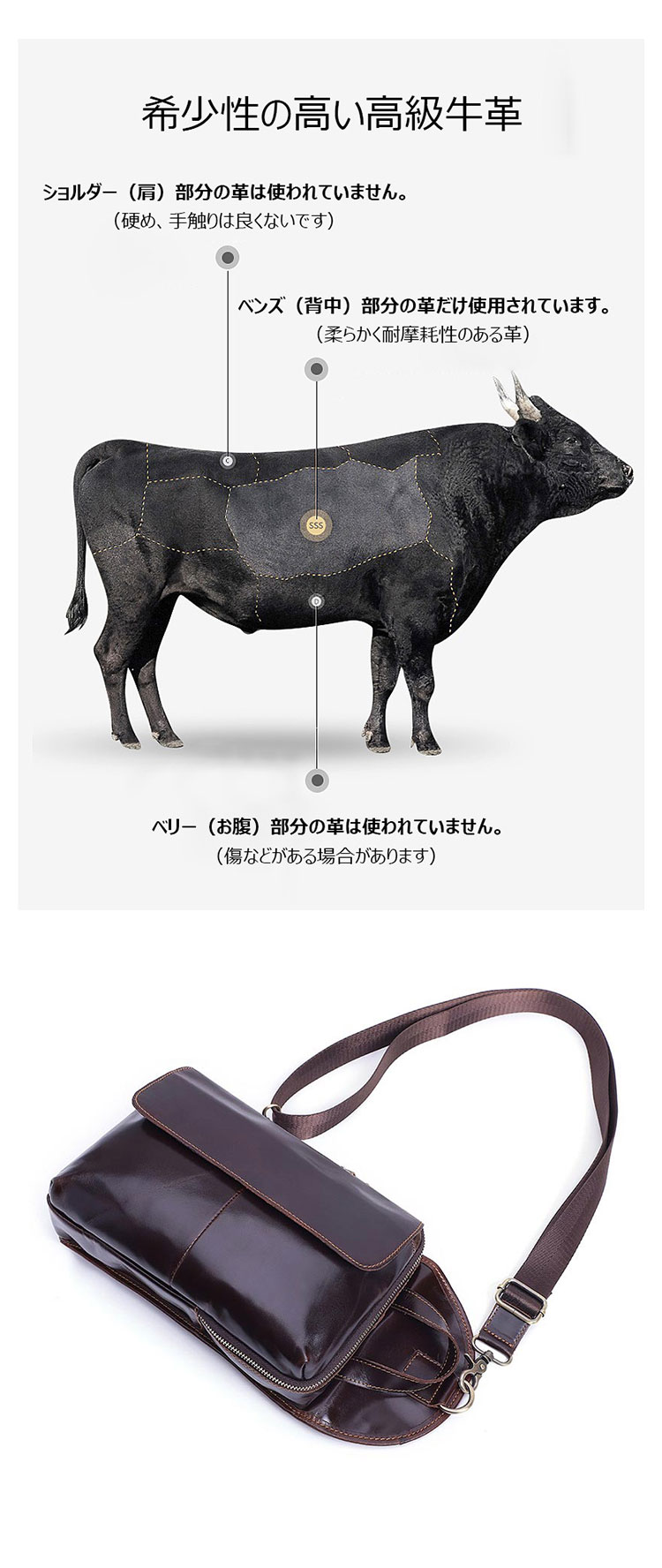 Whatna 天然 牛革 ミニ ショルダーバッグ メンズ 3way手提げ 斜め掛け ボディーバッグ セカンド バッグ 胸バッグ 厚手 本 革 レザー  縦型 小さめ メッセンジャーバッグ 通学 通勤バッグ プレゼント男性 ブラウン（6498）-8