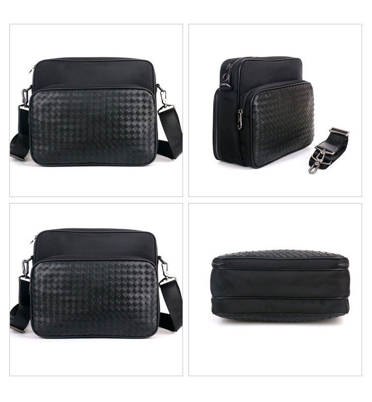 Whatna 2way手作り編み込み 牛革 セカンド バッグ メンズ ショルダーバッグ B5横型 ショルダーベルト付属 2室仕切クラッチ 肩掛け 結婚式 バッグ ビジネス フォーマル 冠婚葬祭 バッグ紳士用 男性用 黒 hs-1766-6