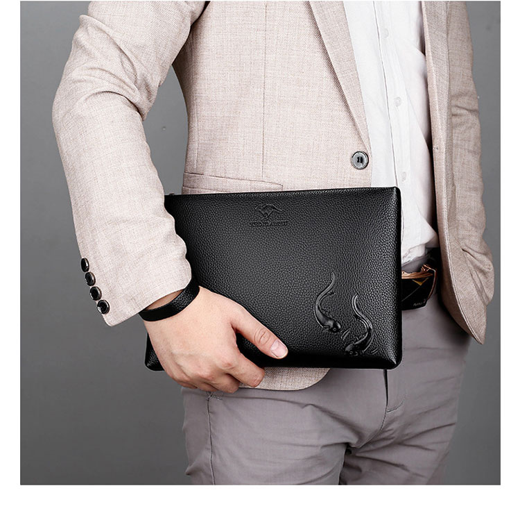 Whatna 2way 革 セカンドバッグ メンズ クラッチ バッグ 9.7インチのipad収納可B5 6枚カード収納 小銭入 ビジネス カジュアル フォーマル 冠婚葬祭 結婚式 二次会 披露宴バッグ 紳士用 男性用 グレー 黑 hs-1810-12