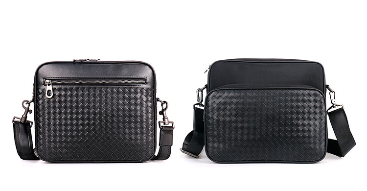 Whatna 2way手作り編み込み 牛革 セカンド バッグ メンズ ショルダーバッグ B5横型 ショルダーベルト付属 2室仕切クラッチ 肩掛け 結婚式 バッグ ビジネス フォーマル 冠婚葬祭 バッグ紳士用 男性用 黒 hs-1766-1