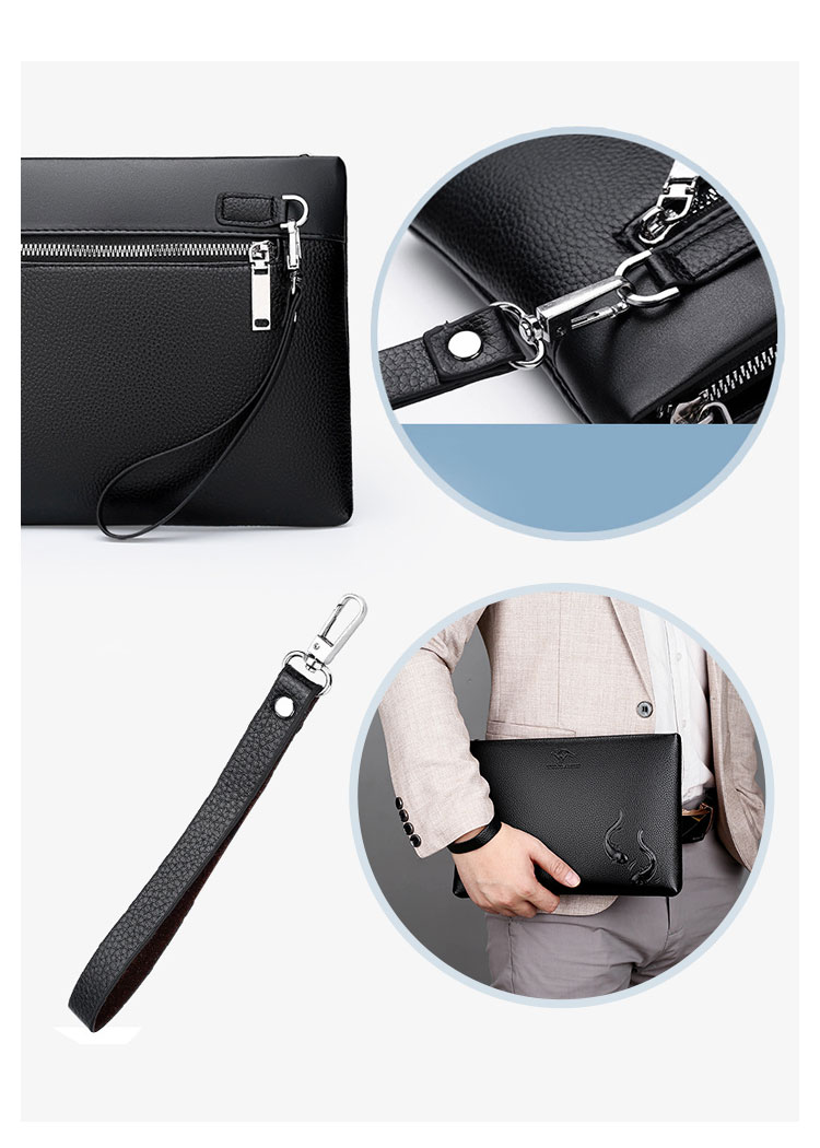 Whatna 2way 革 セカンドバッグ メンズ クラッチ バッグ 9.7インチのipad収納可B5 6枚カード収納 小銭入 ビジネス カジュアル フォーマル 冠婚葬祭 結婚式 二次会 披露宴バッグ 紳士用 男性用 グレー 黑 hs-1810-10