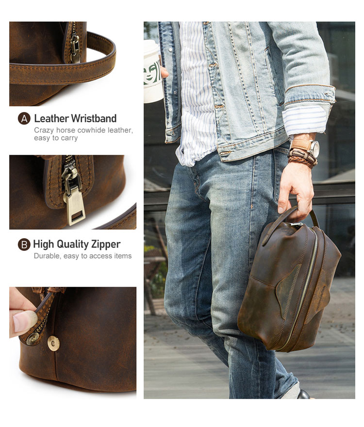 Whatna 2way 天然牛革 ミニセカンドバッグ メンズ クラッチ バッグ 厚手 本革 レザー カジュアル フォーマル 冠婚葬祭 結婚式 バッグ紳士用 男性用ブラウンMC1015-5