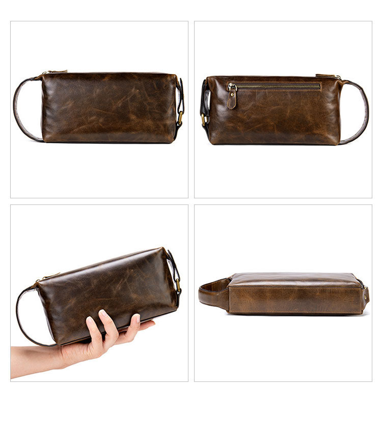 Whatna 2way 天然牛革 ミニセカンドバッグ メンズ クラッチ バッグ 厚手 本革 レザー 6枚カード収納 カジュアル フォーマル 冠婚葬祭 結婚式 バッグ紳士用 男性用ブラウン7450-3