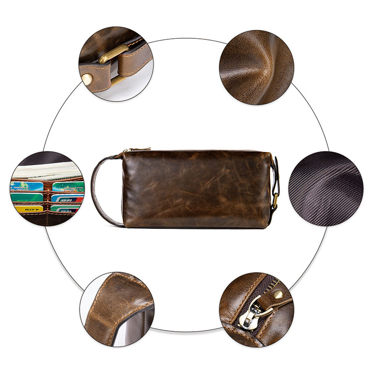 Whatna 2way 天然牛革 ミニセカンドバッグ メンズ クラッチ バッグ 厚手 本革 レザー 6枚カード収納 カジュアル フォーマル 冠婚葬祭 結婚式 バッグ紳士用 男性用ブラウン7450-6