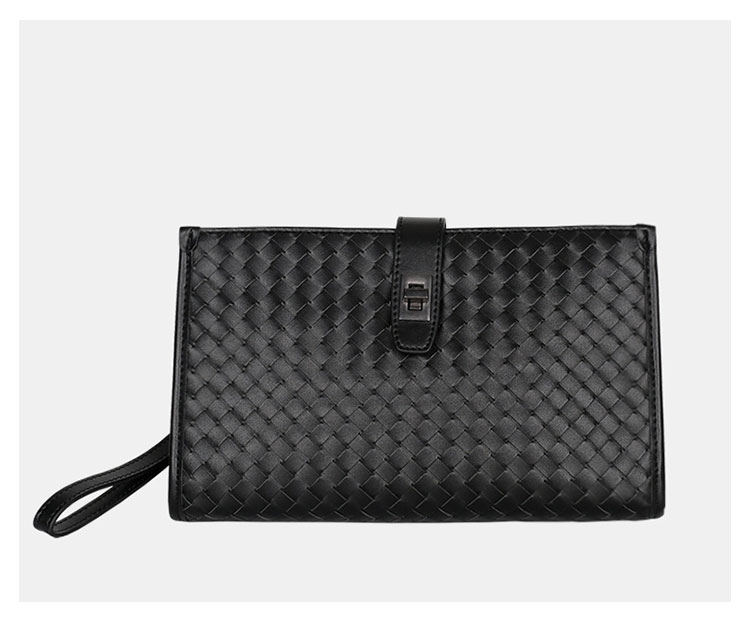 Whatna 2way 天然 牛革 手作り編み込み セカンドバッグ メンズ せかんどばっく 盗難防止 厚手 本革Mini Ipad 収納可 結婚式 バッグ フォーマル ビジネス 冠婚葬祭 バッグ 男性用 紳士用 黒 (8181)-1