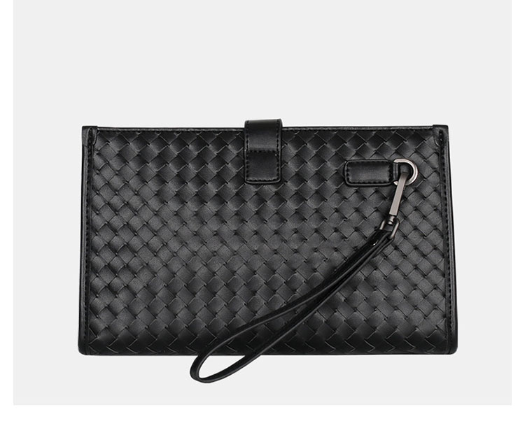 Whatna 2way 天然 牛革 手作り編み込み セカンドバッグ メンズ せかんどばっく 盗難防止 厚手 本革Mini Ipad 収納可 結婚式 バッグ フォーマル ビジネス 冠婚葬祭 バッグ 男性用 紳士用 黒 (8181)-3