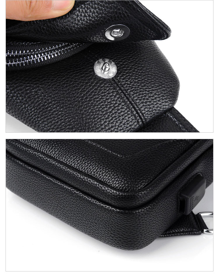 Whatna 革 斜めがけ ボディバッグ ワンショルダー メンズ  イヤホン穴付 USBポート付 左右付け替え可能 本 革 厚手  レザー ブラウン 黒S6125-14