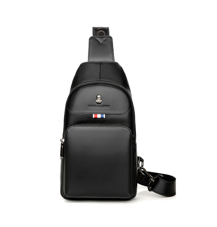 Whatna 牛革 斜めがけ ボディバッグ ワンショルダー メンズ イヤホン穴付 左右付け替え可能 本 革 厚手  レザー ブラウン 黒L1615-2